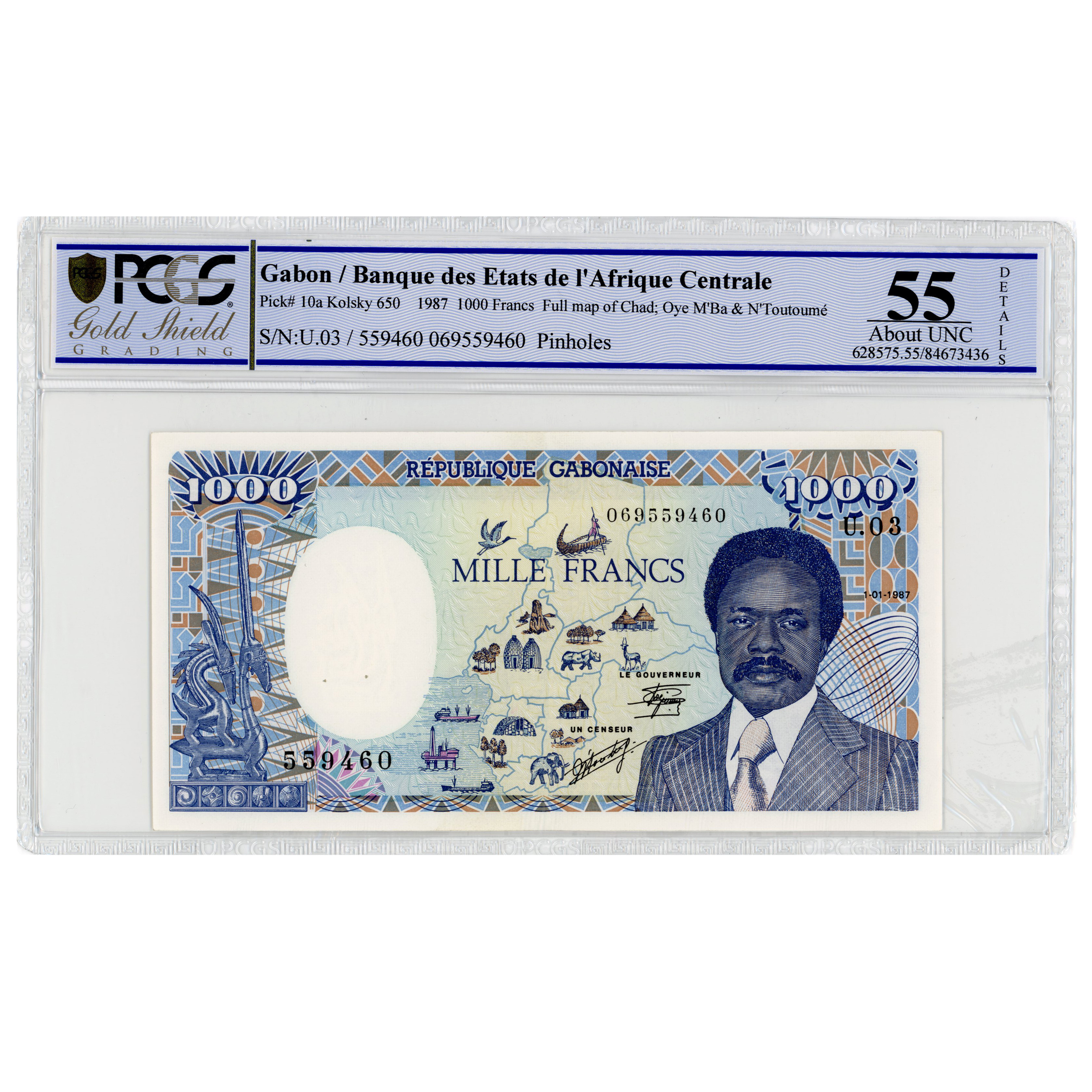 Gabon - 1 000 Francs - U 03 559460 avers
