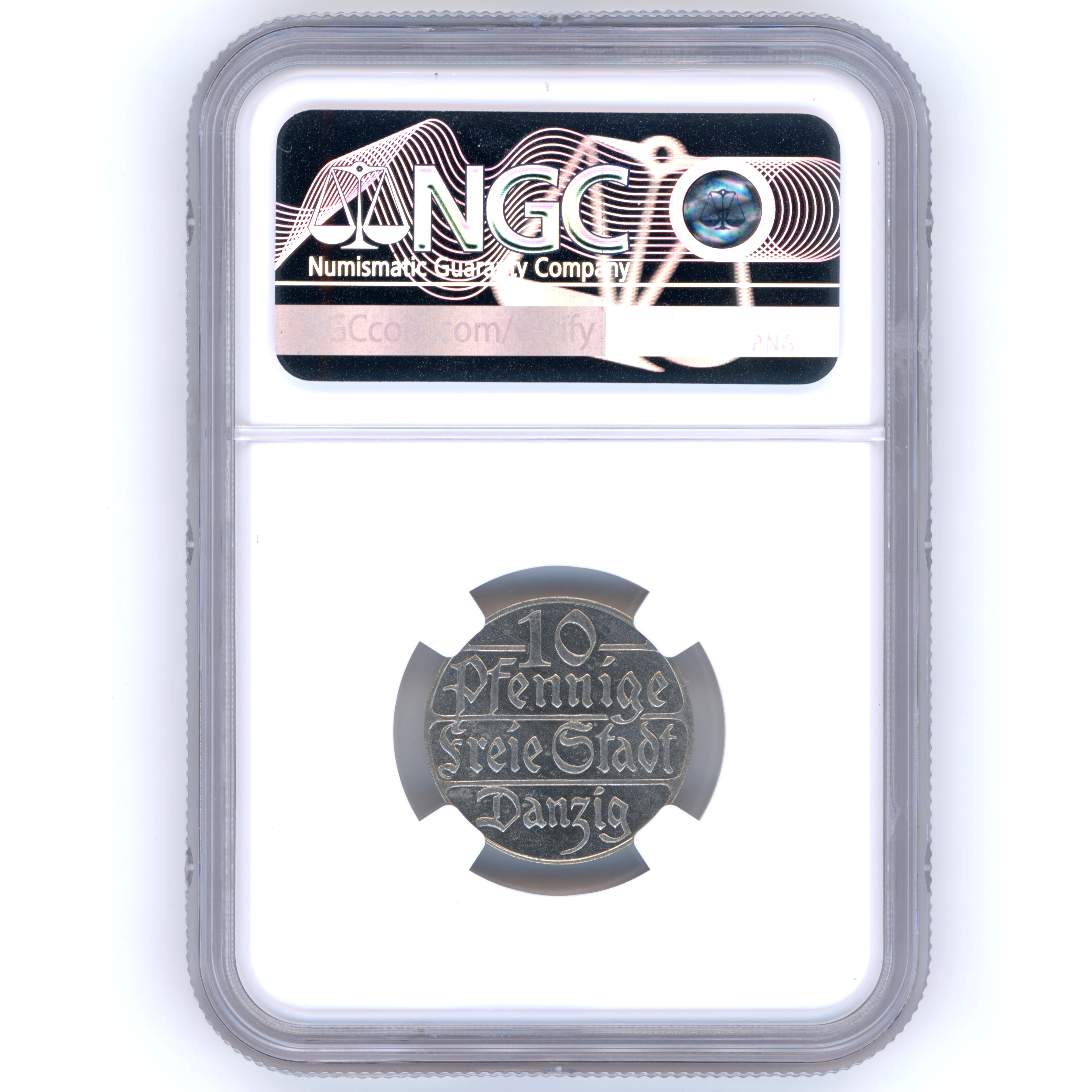 Pologne - Dantzig - 10 Pfennigs - 1923 - Flan brun revers