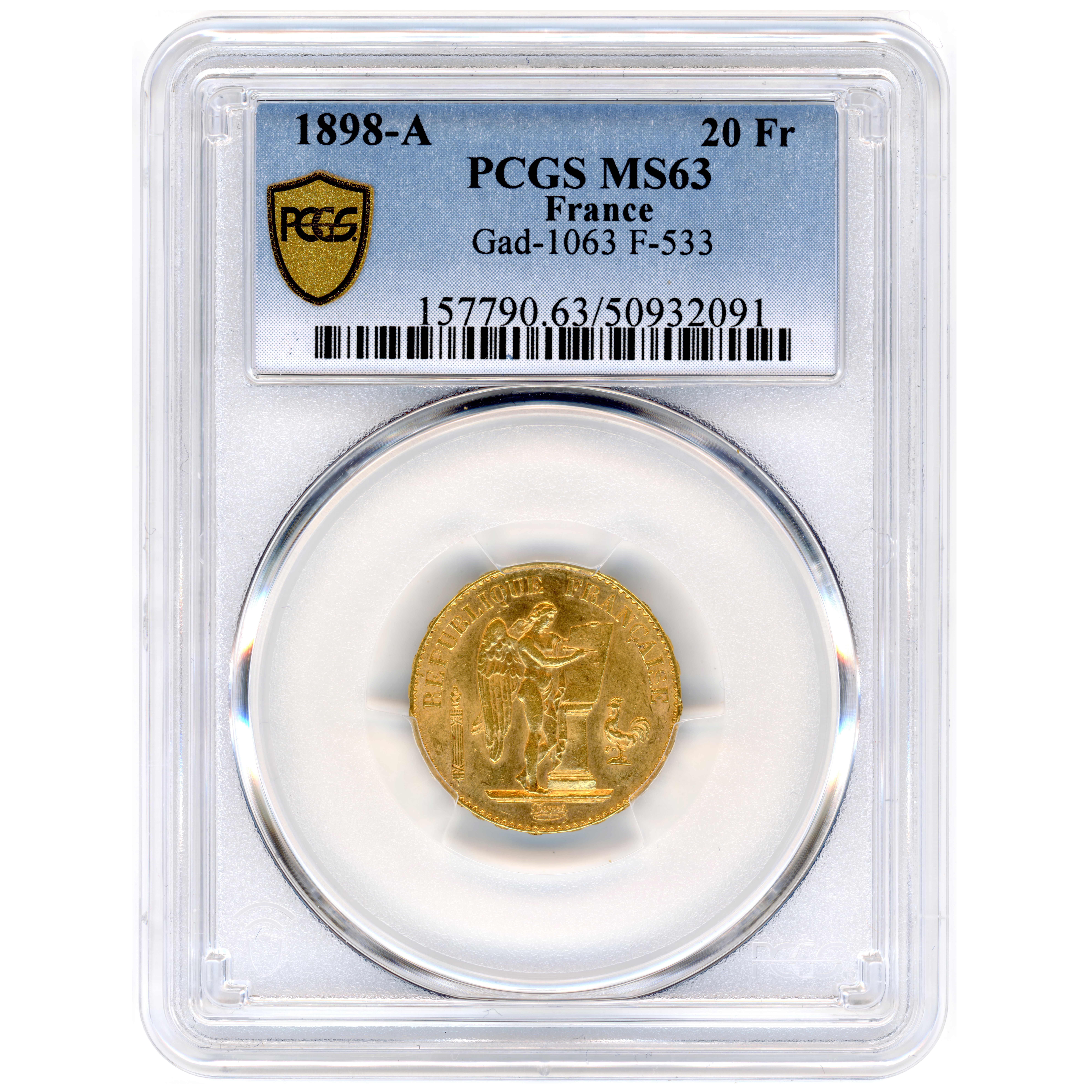 20 Francs - Génie - 1898 - Paris avers