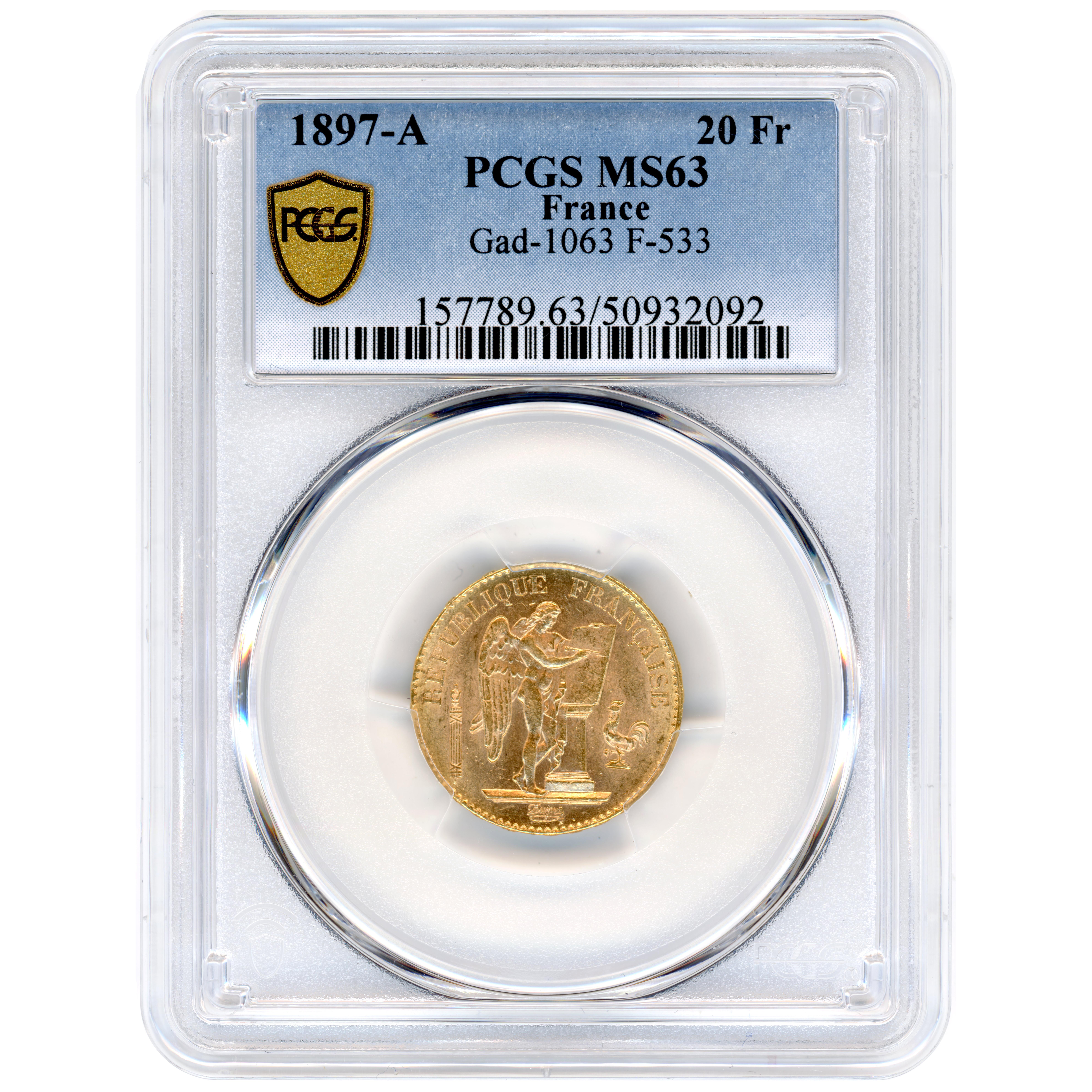 20 Francs - Génie - 1897 - Paris avers