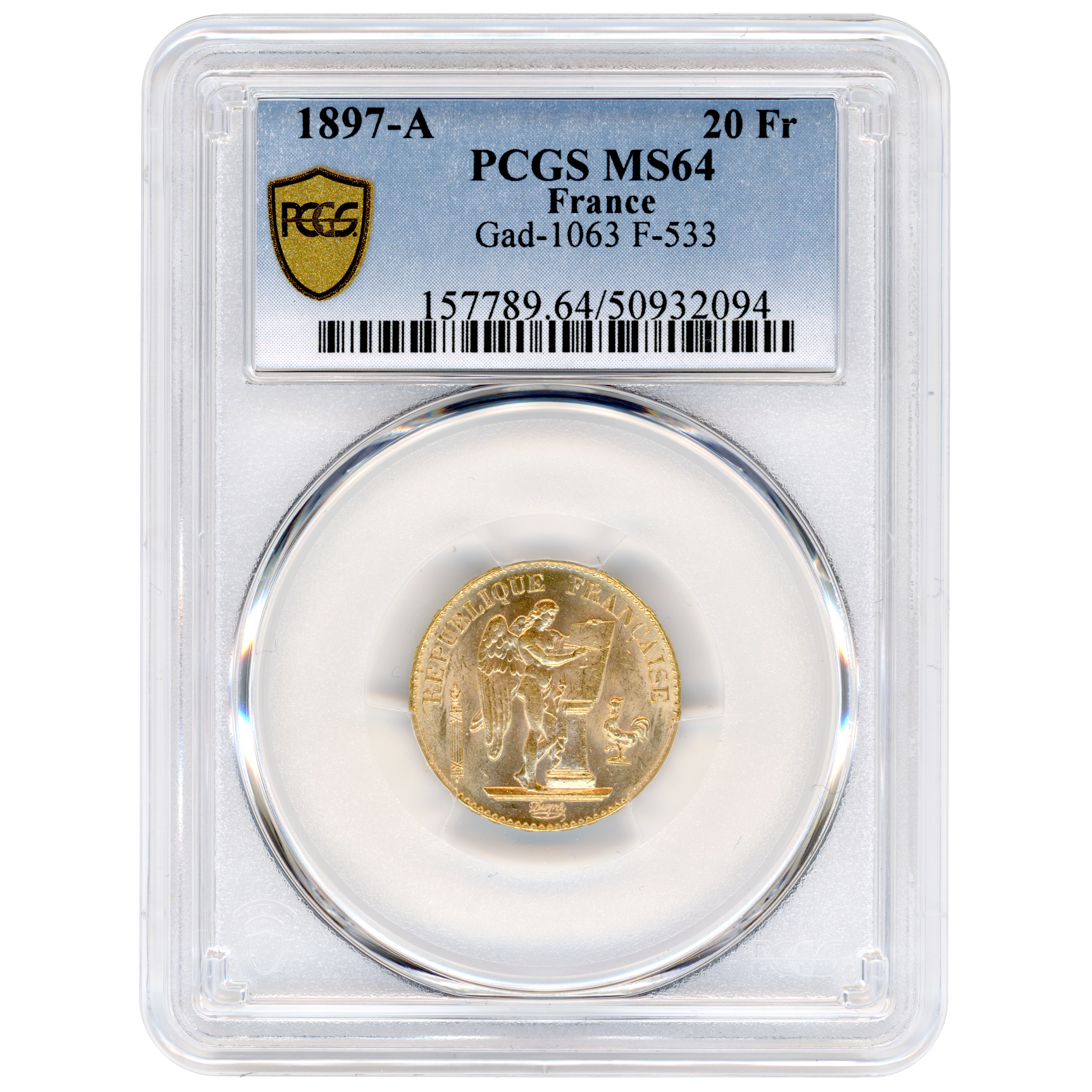 20 Francs - Génie - 1897 - Paris avers