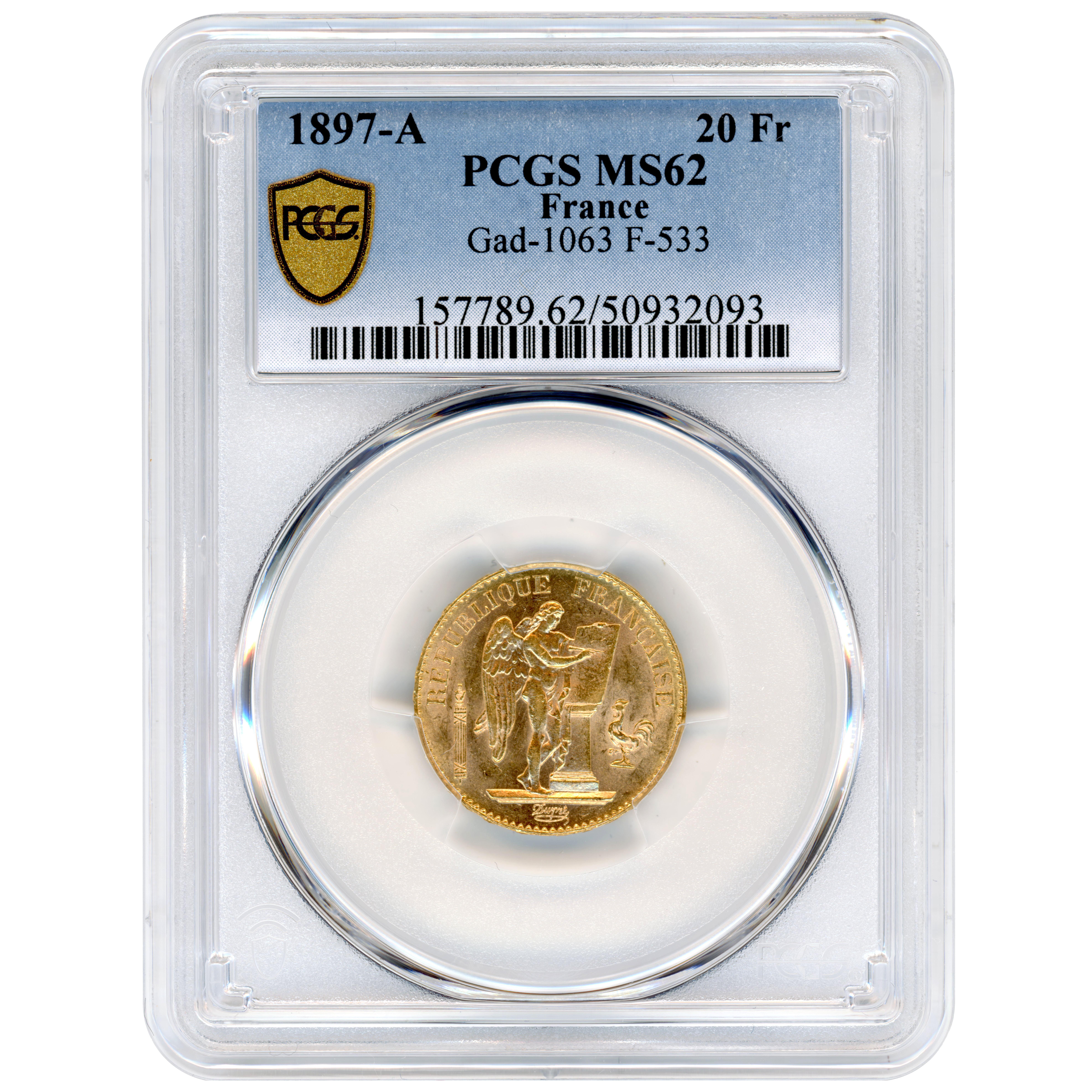 20 Francs - Génie - 1897 - Paris avers