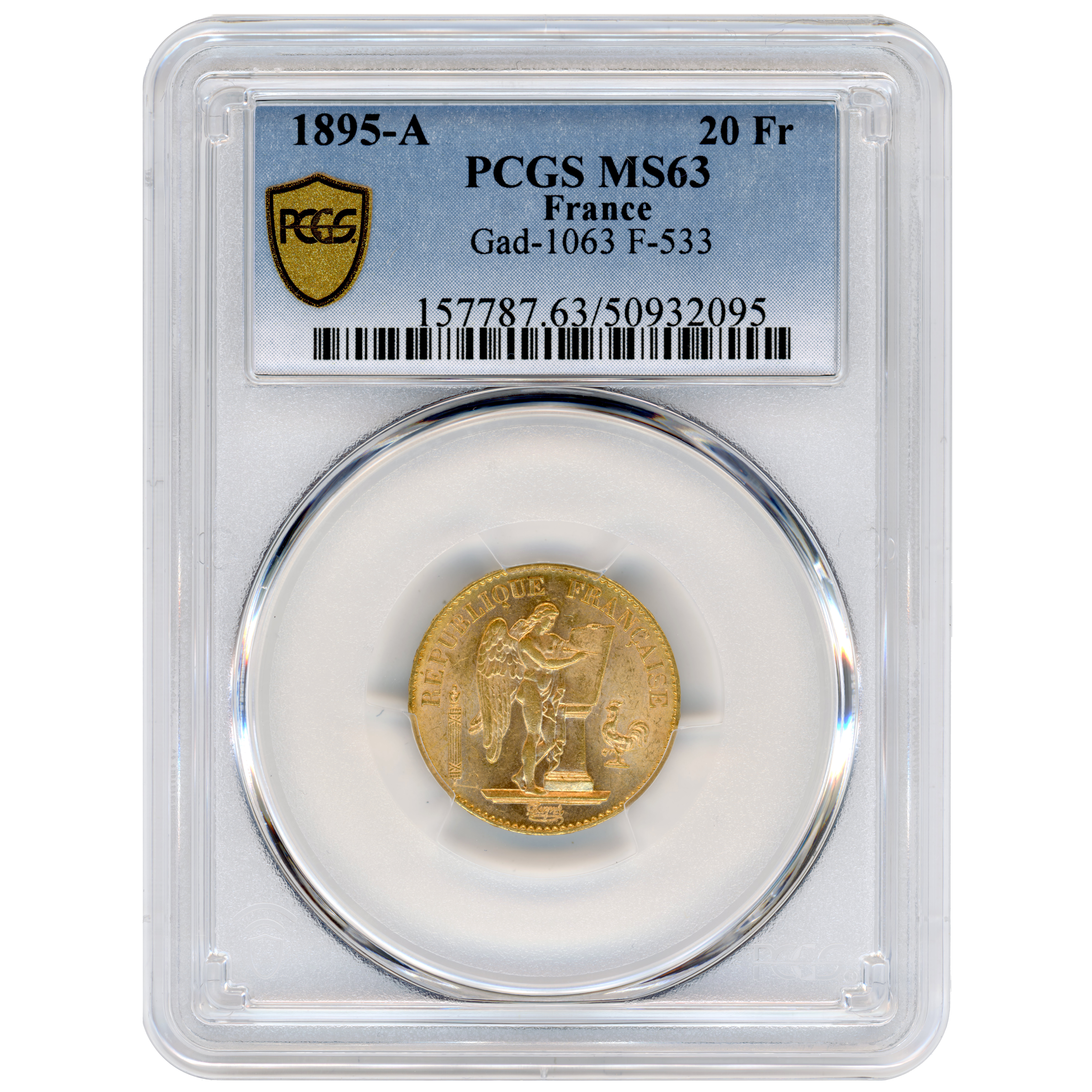 20 Francs - Génie - 1895 - Paris avers