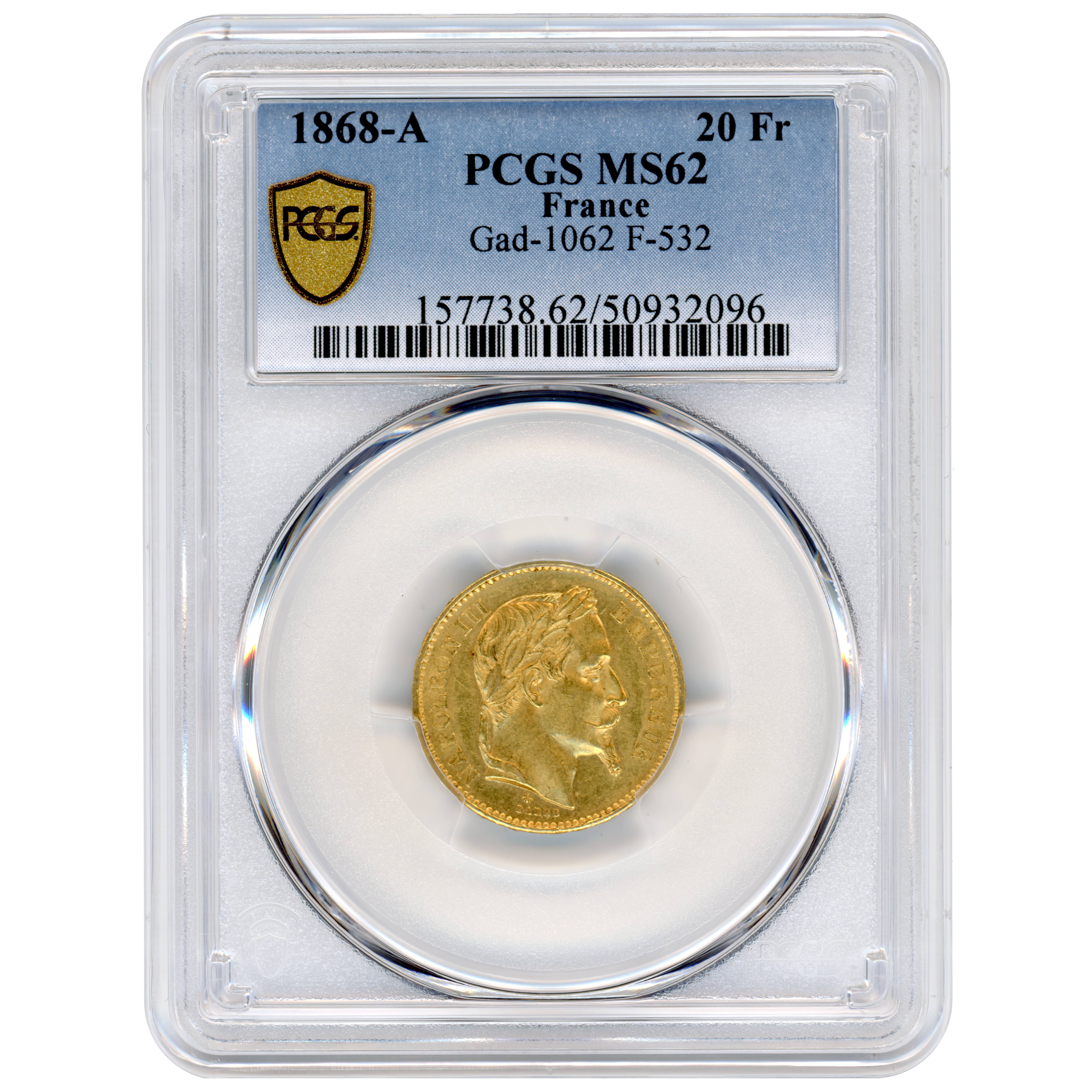 Napoléon III - 20 Francs - 1868 - Paris avers