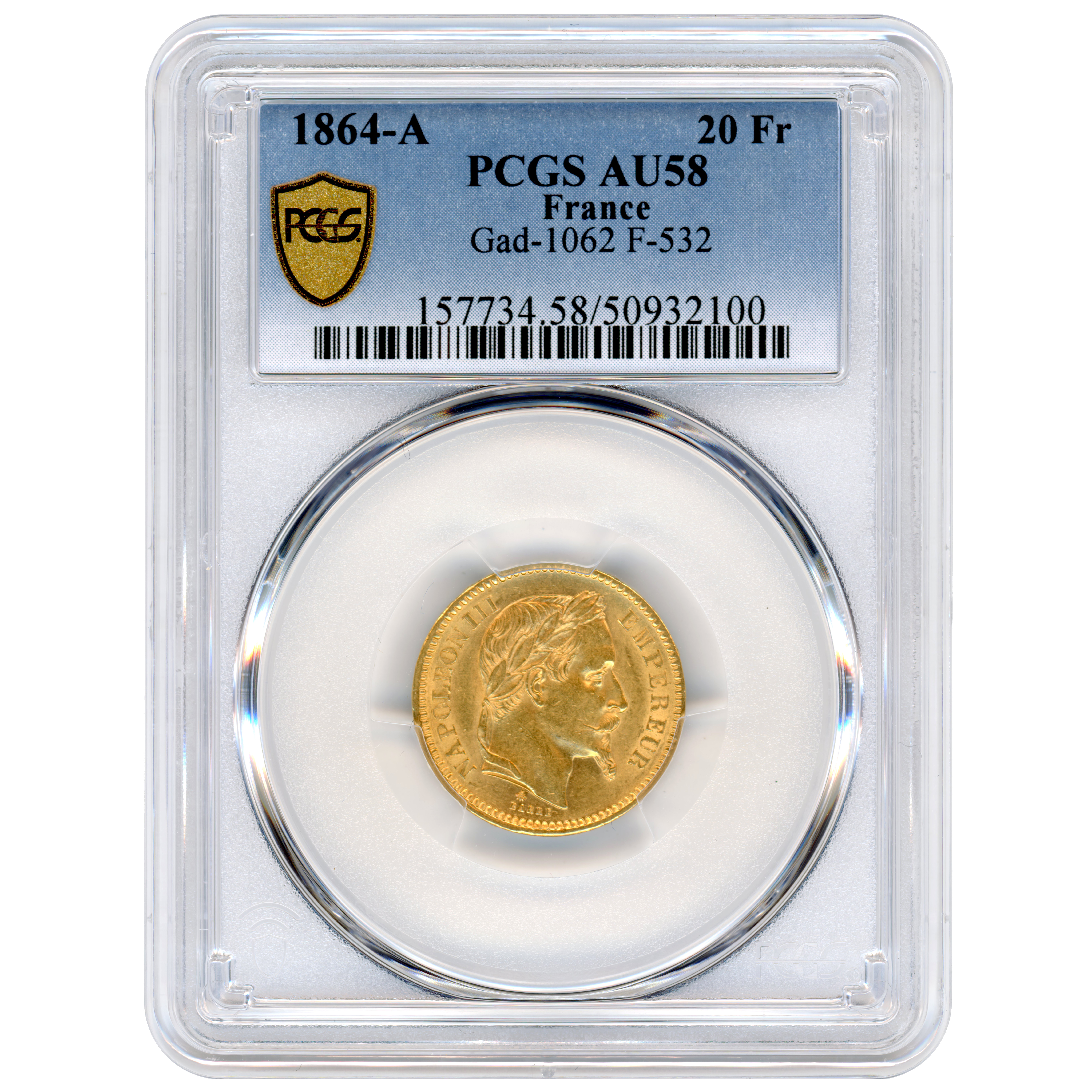 Napoléon III - 20 Francs - 1864 - Paris avers