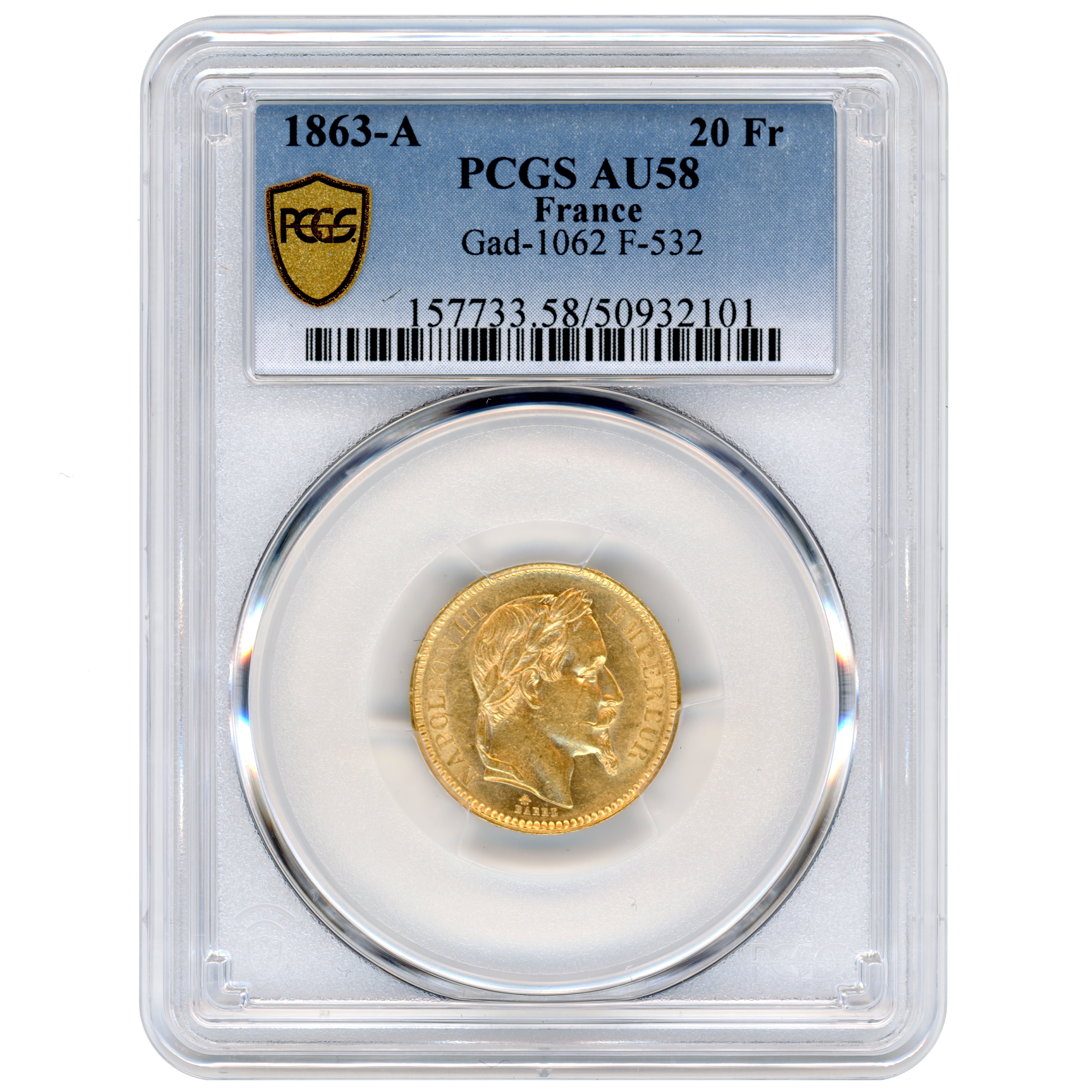 Napoléon III - 20 Francs - 1863 - Paris avers