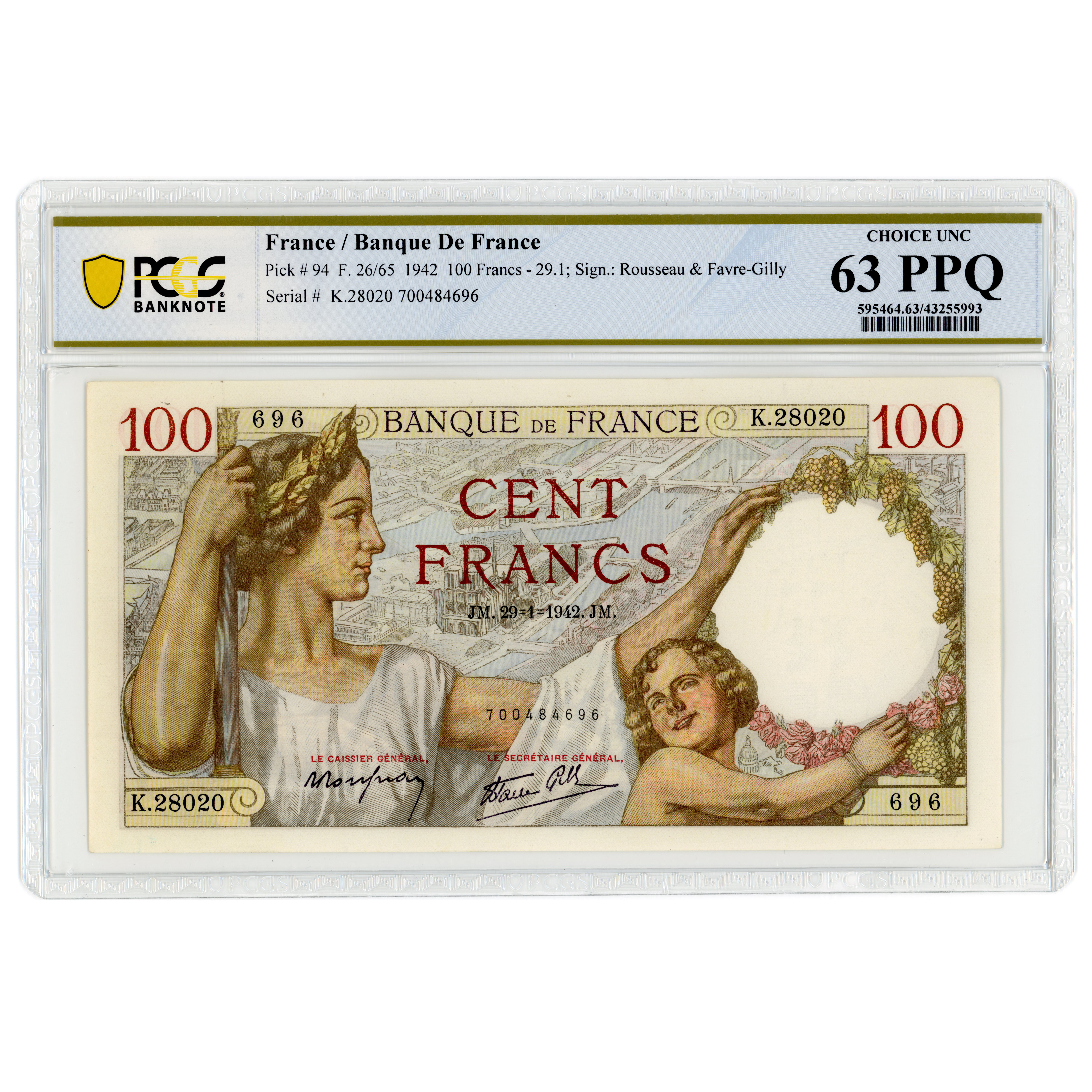 France - 100 Francs Sully - 1942 avers