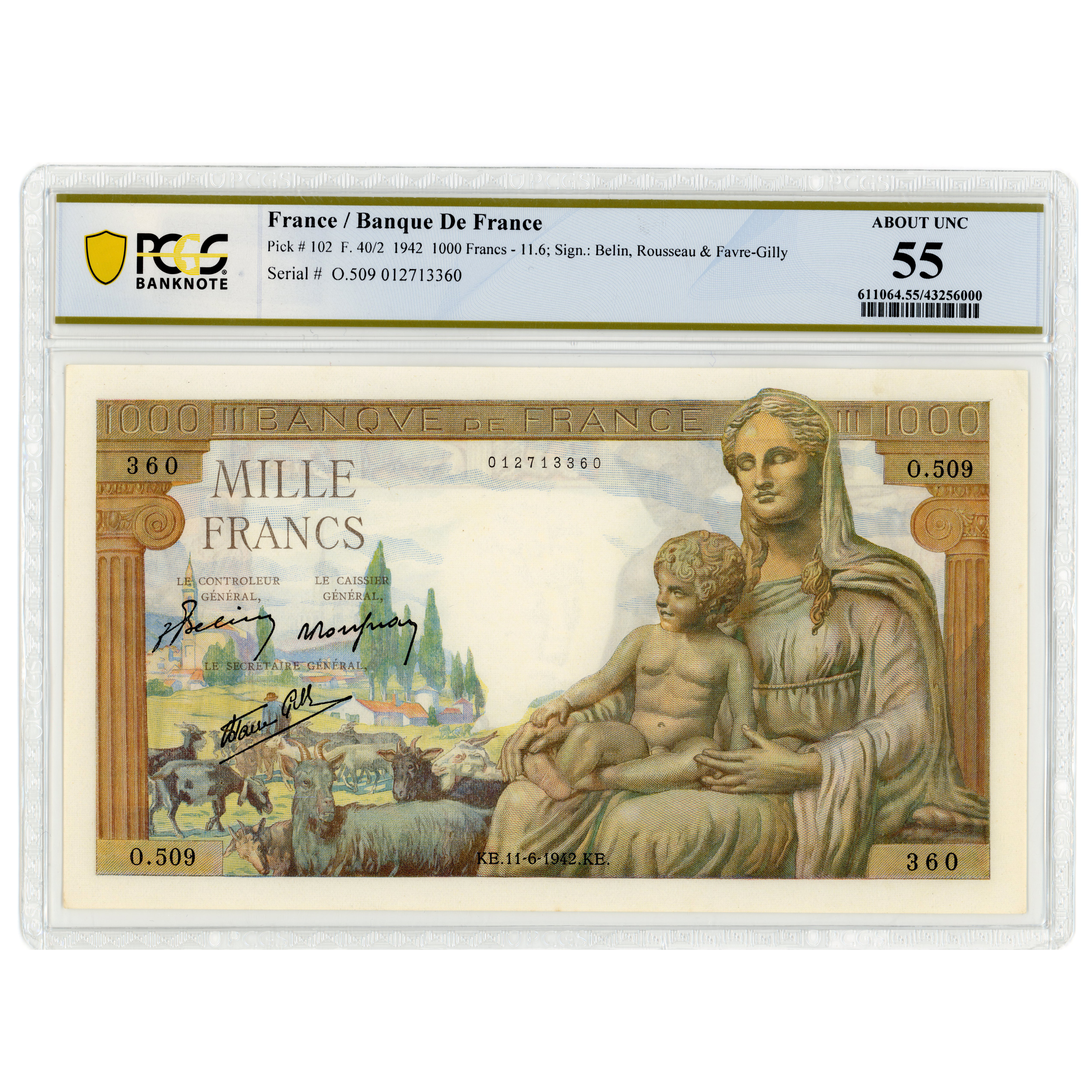 France - 1 000 Francs Déesse Déméter - 1942 avers