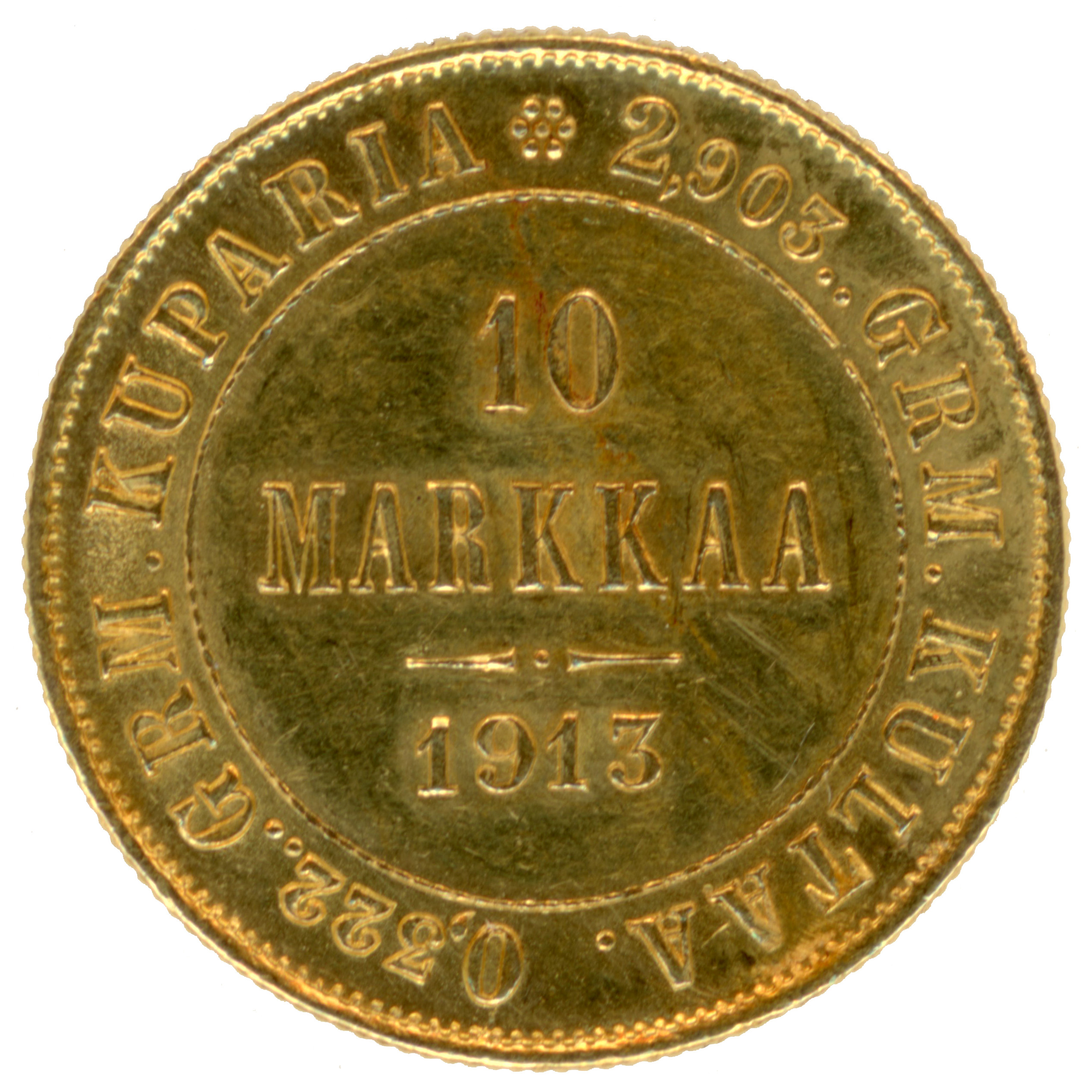 Finlande - 10 Markkaa - 1913 - Helsinki revers