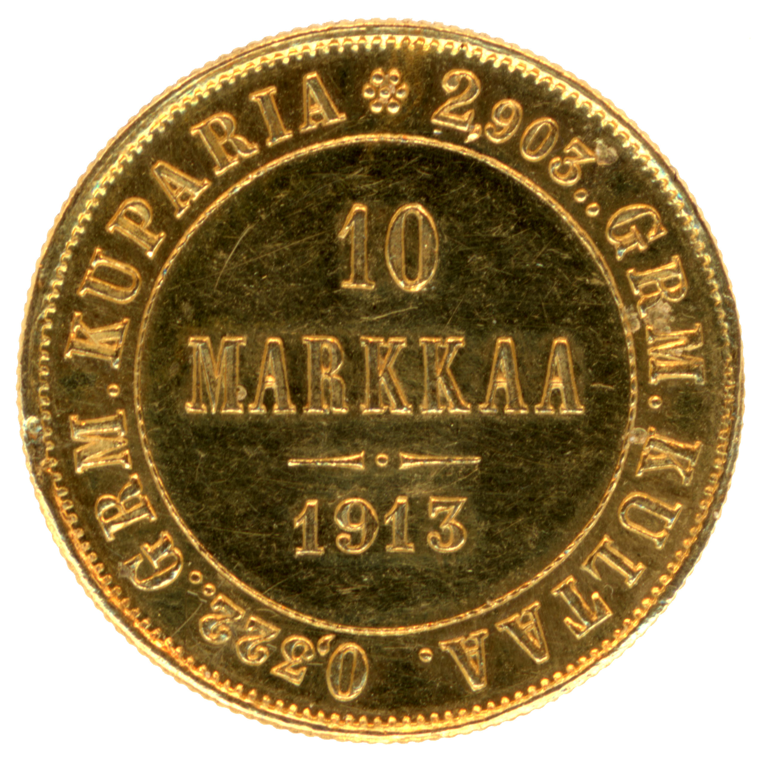 Finlande - 10 Markkaa - 1913 Helsinki revers
