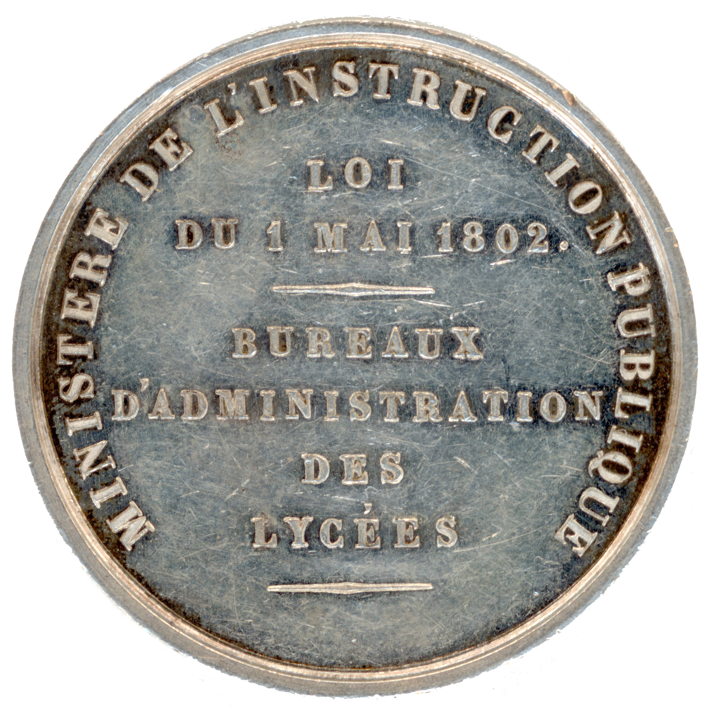 Napoléon III - Médaille - Loi du 1er mai 1802 revers