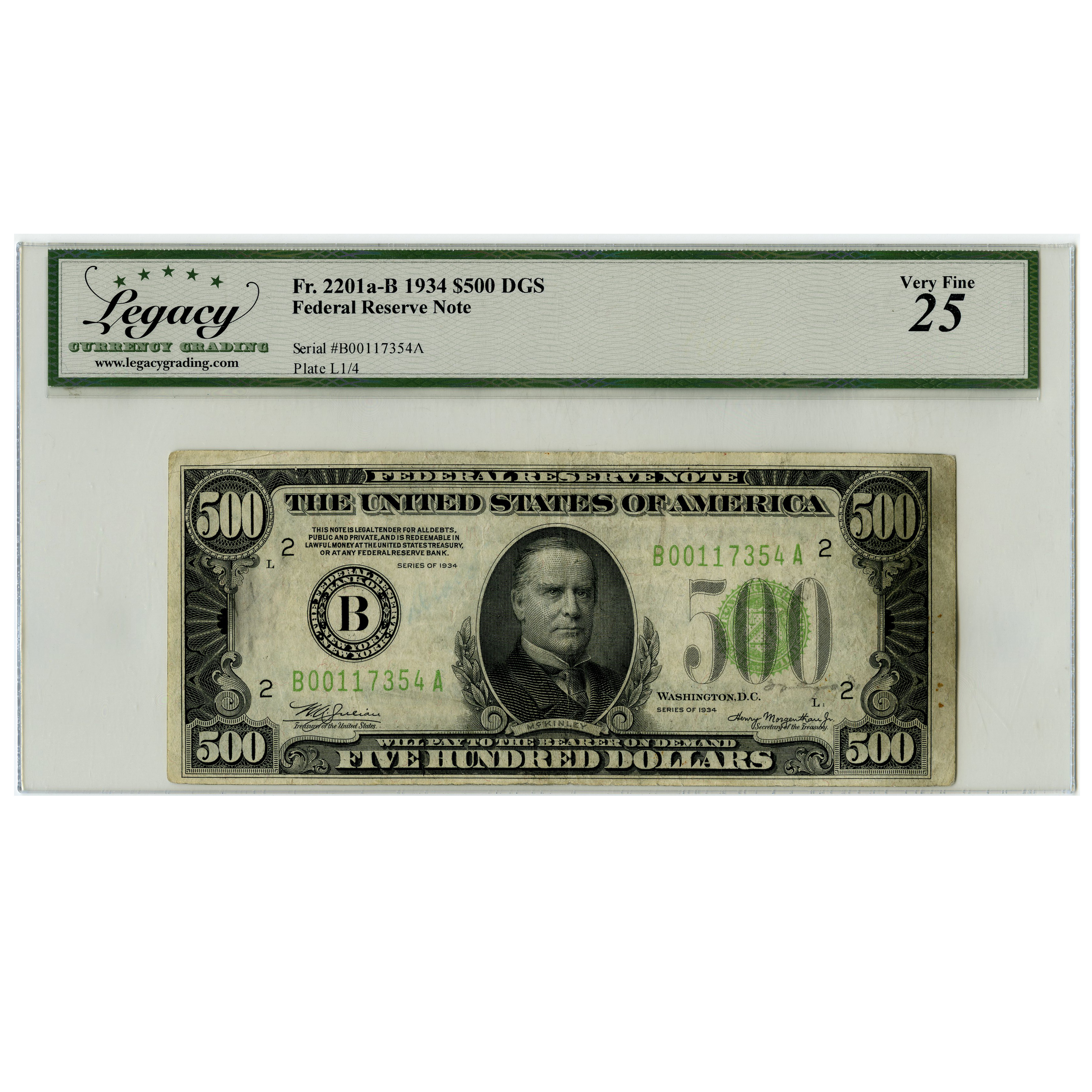 USA - 500 Dollars - B00117354A avers