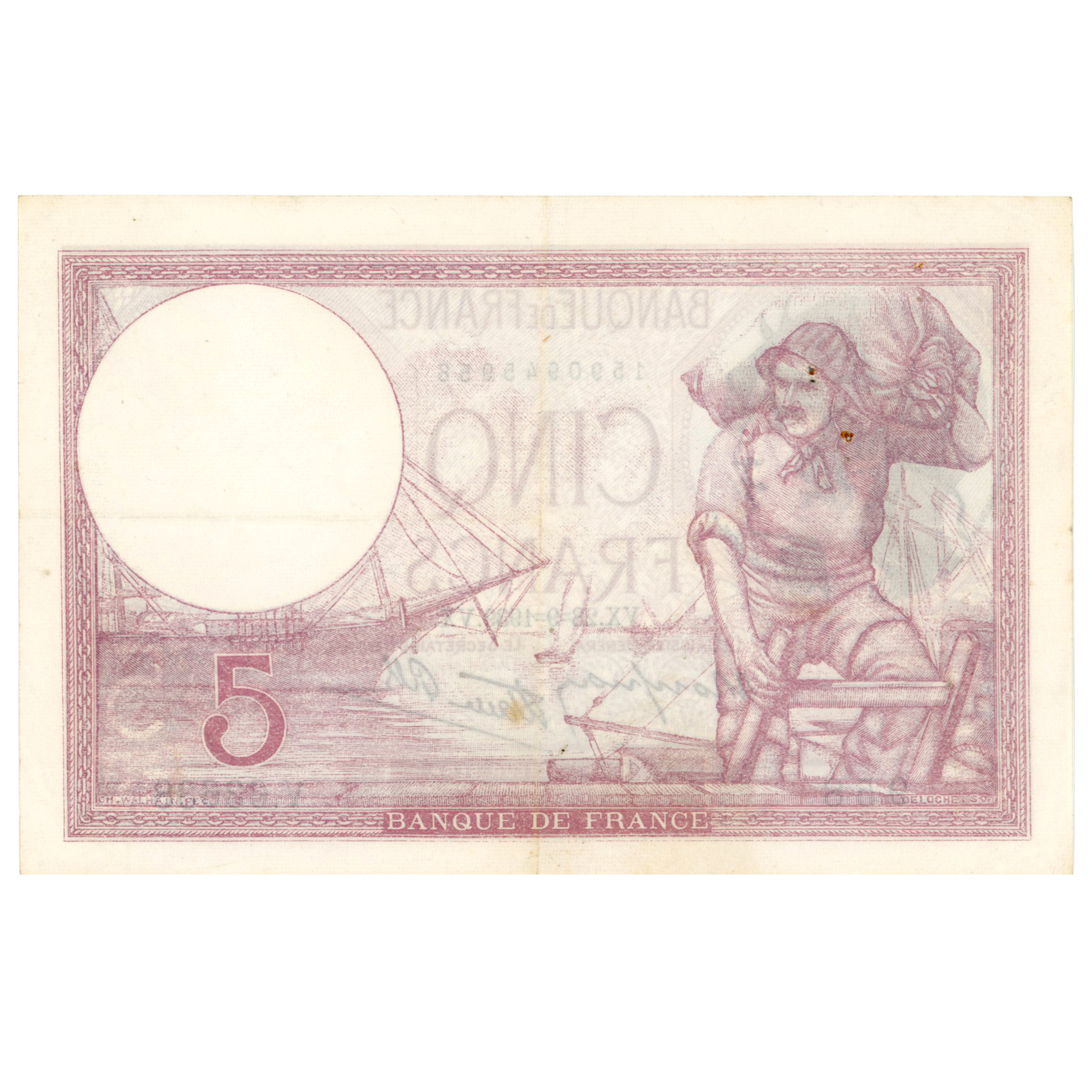 France - 5 Francs Femme Casquée - 1939 revers