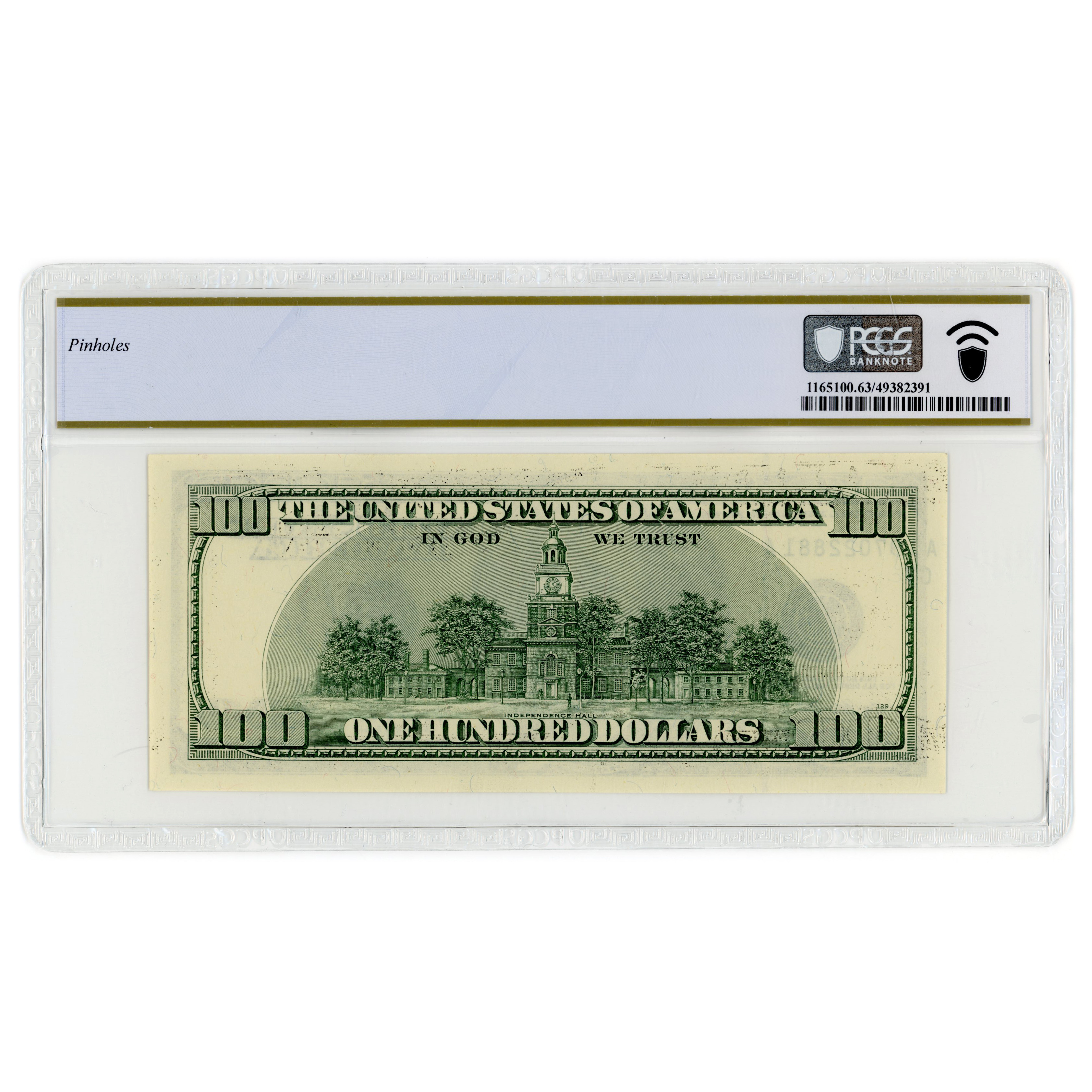 USA - 100 Dollars Fauté - 1996 revers