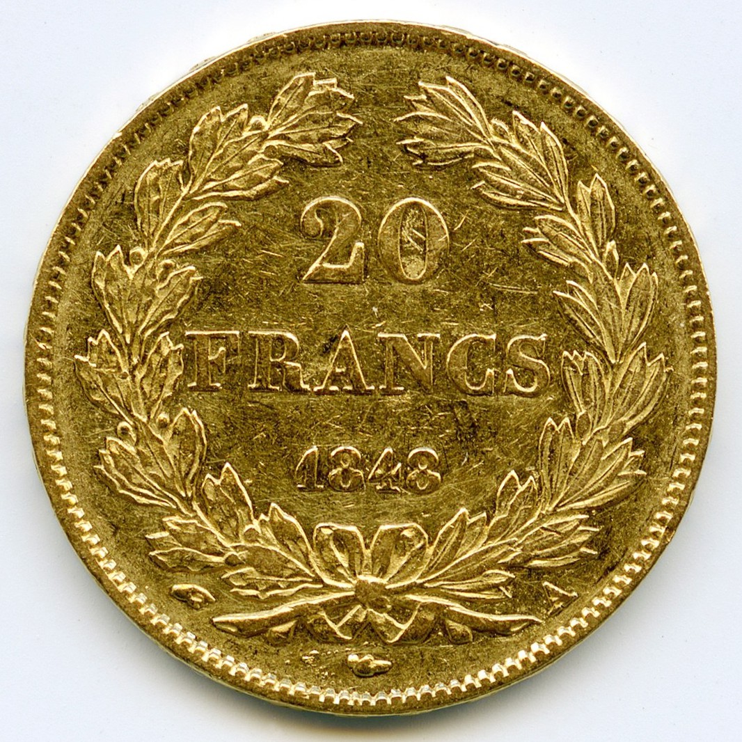 Louis Philippe I - 20 Francs - 1848 A revers