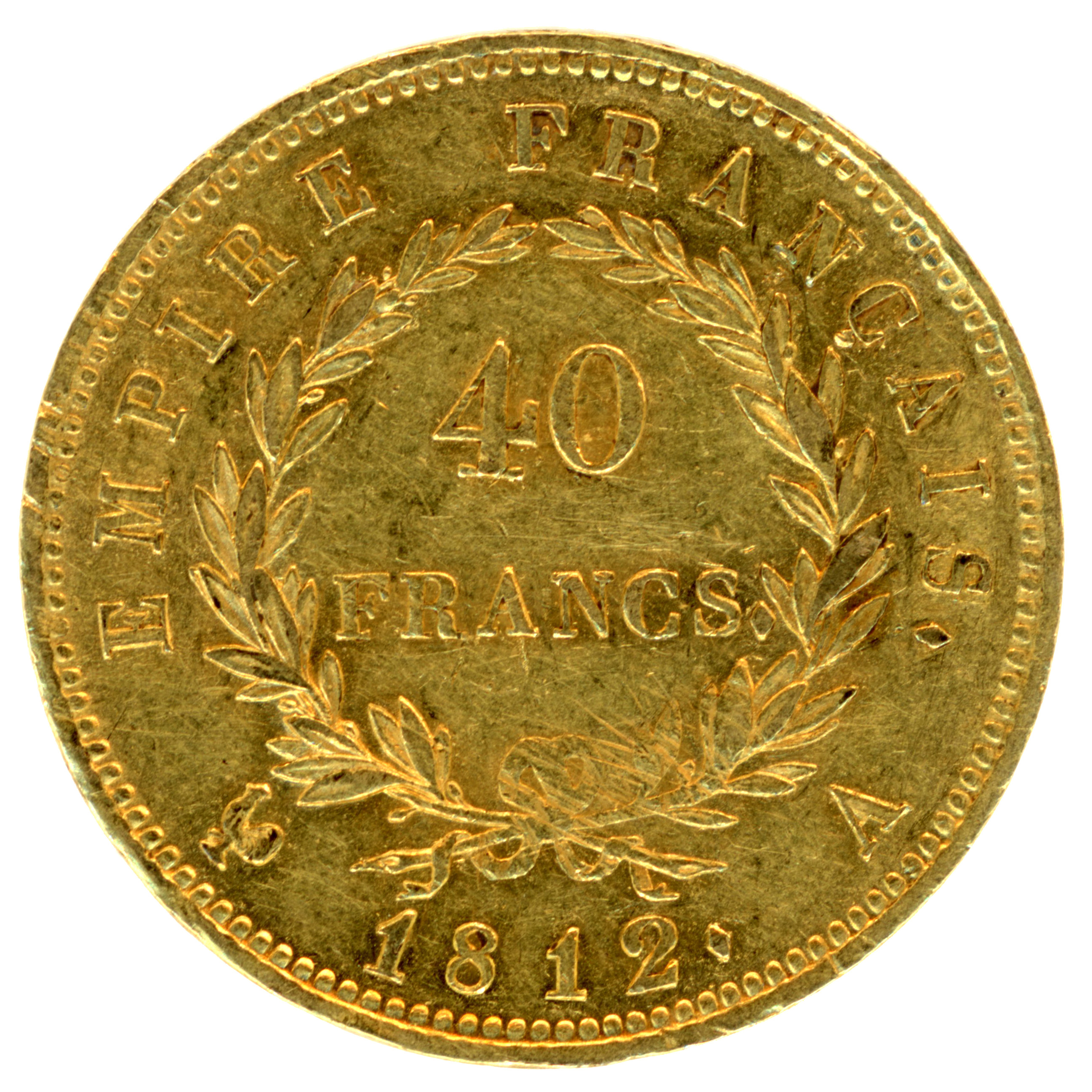 Napoléon Ier - 40 Francs - 1812 - Paris revers