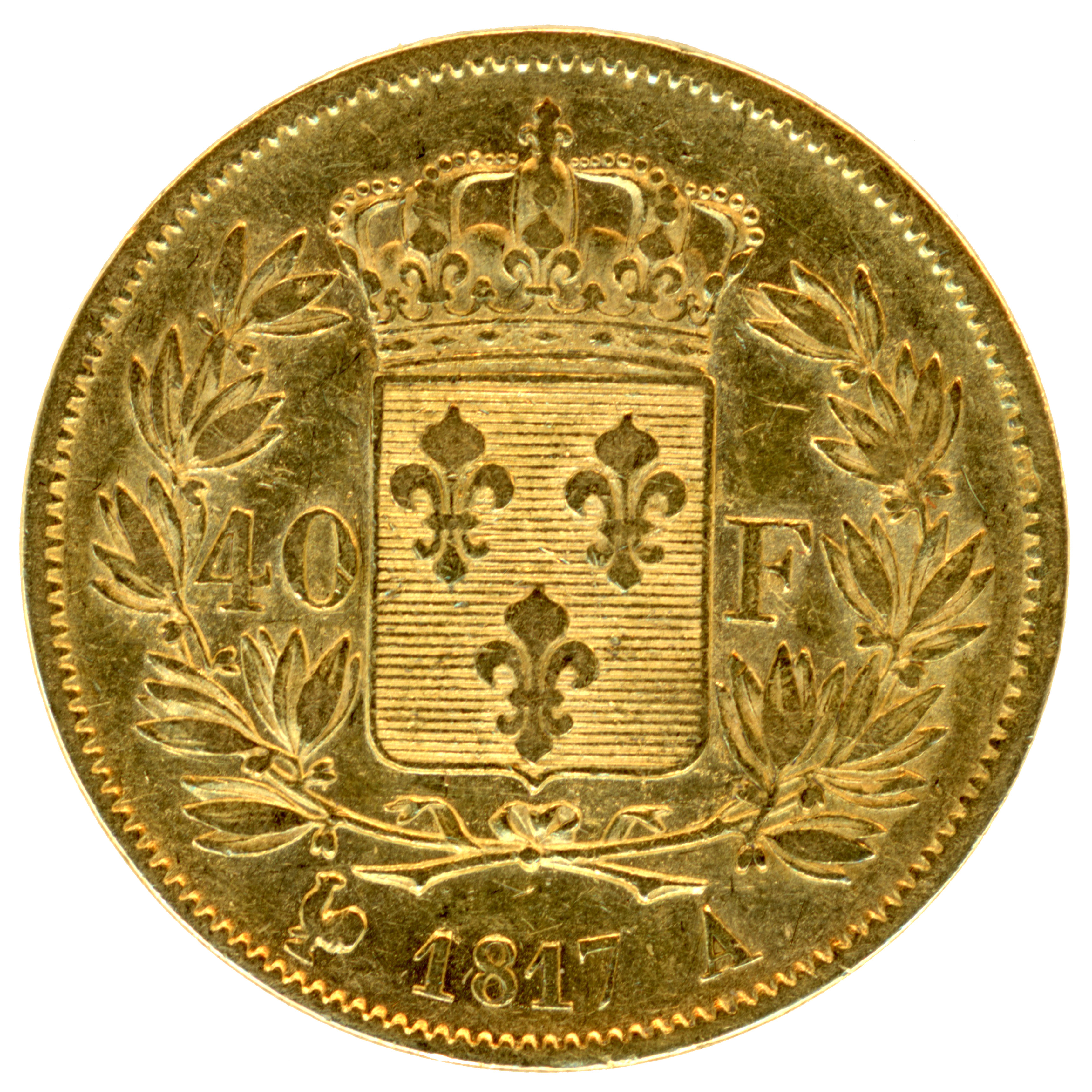 Louis XVIII - 40 Francs - 1817 - Paris revers