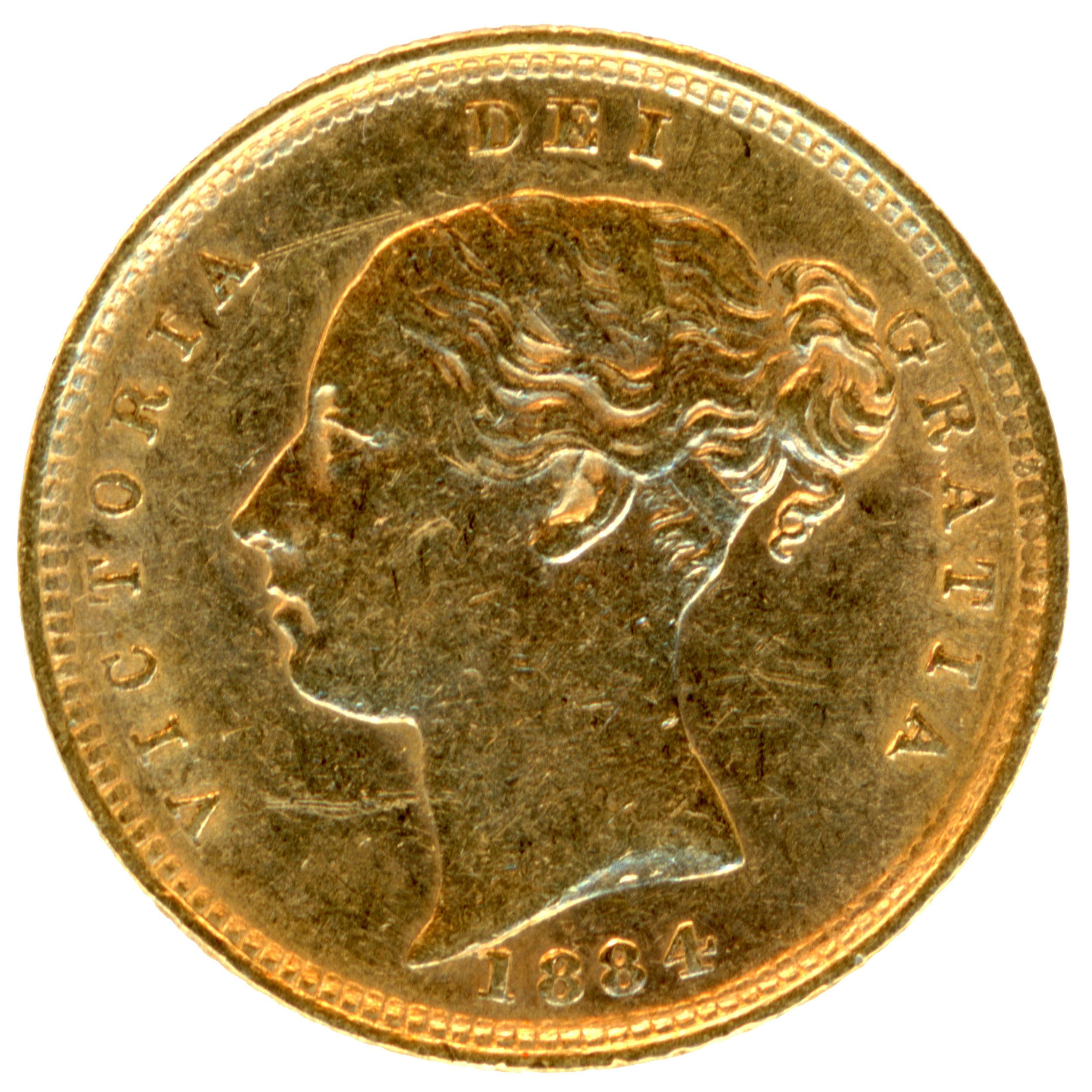 Grande-Bretagne - 1/2 Souverain - 1884 avers