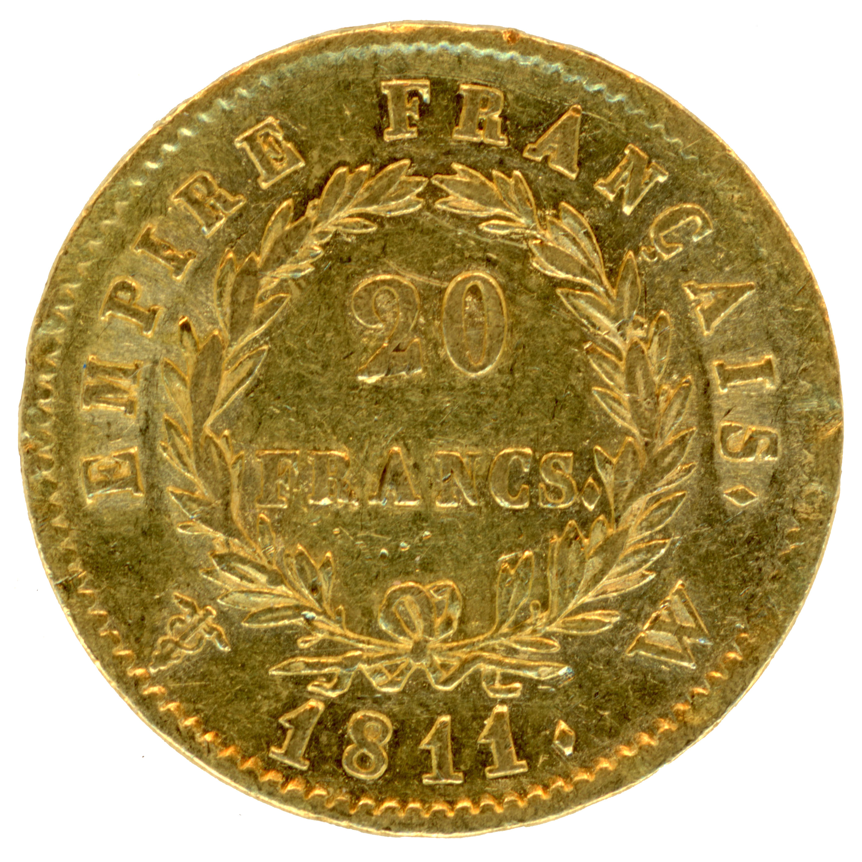Napoléon Ier - 20 Francs - 1811 Lille revers