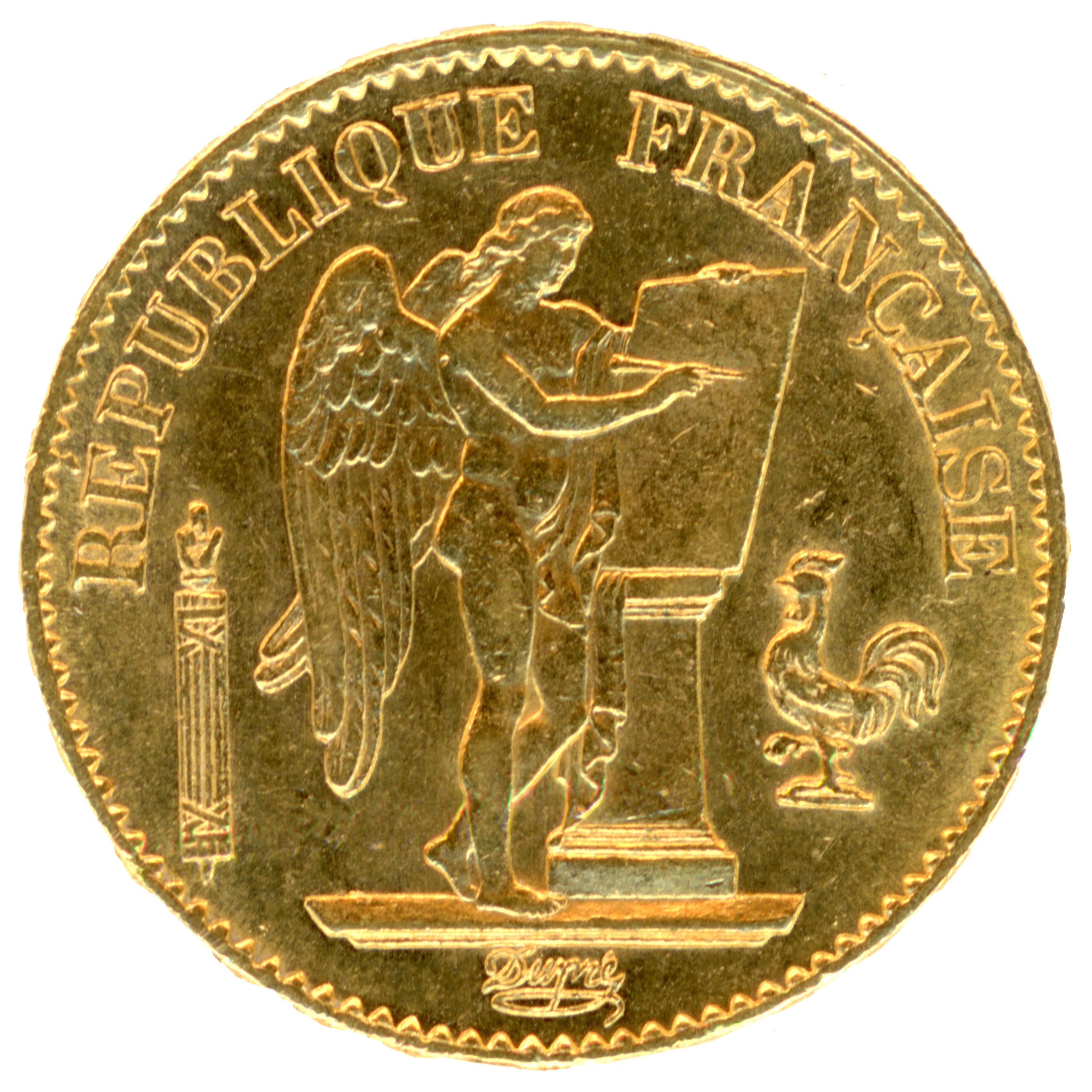 20 Francs - Génie - 1875 Paris avers