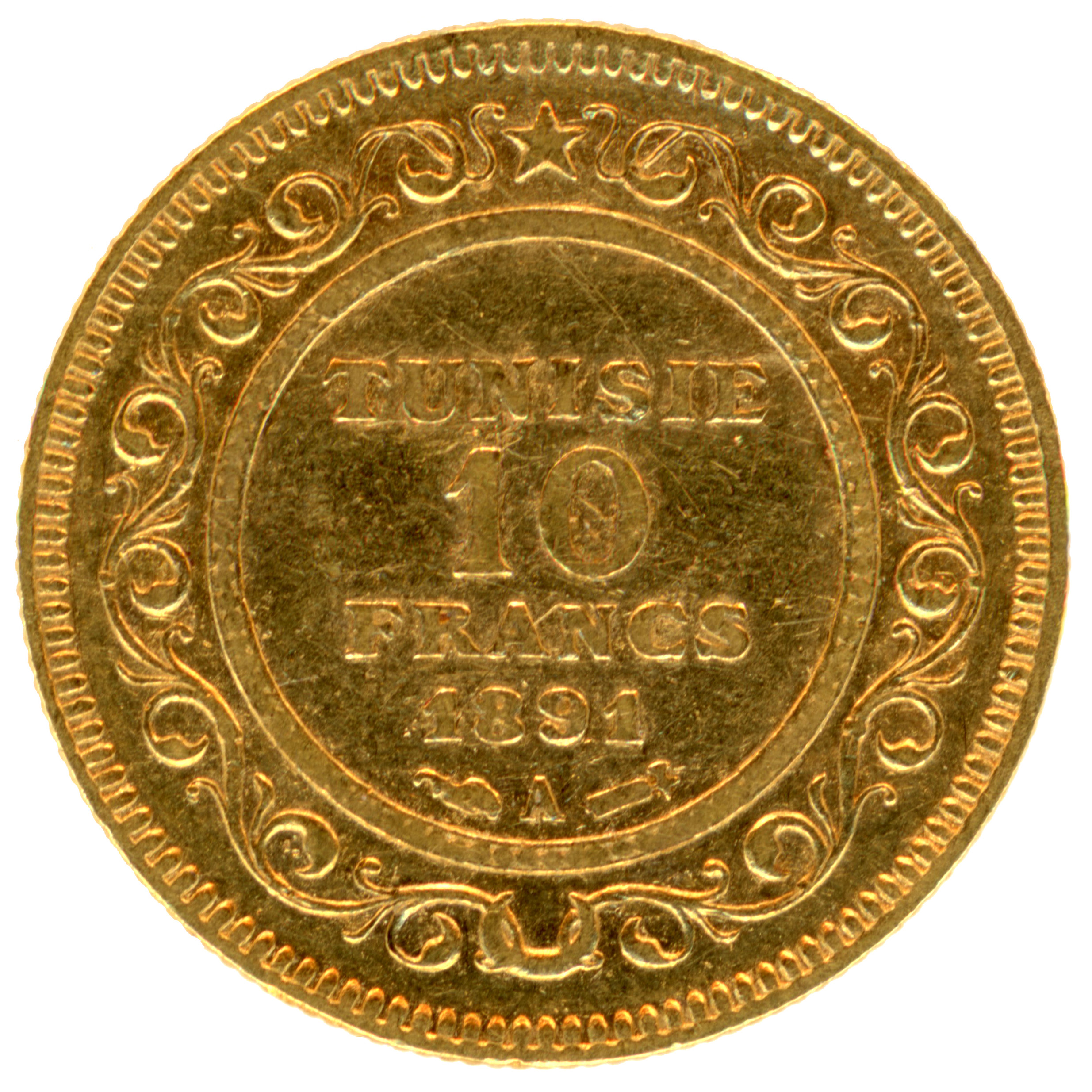 Tunisie - 10 Francs Tunis - 1891 A revers