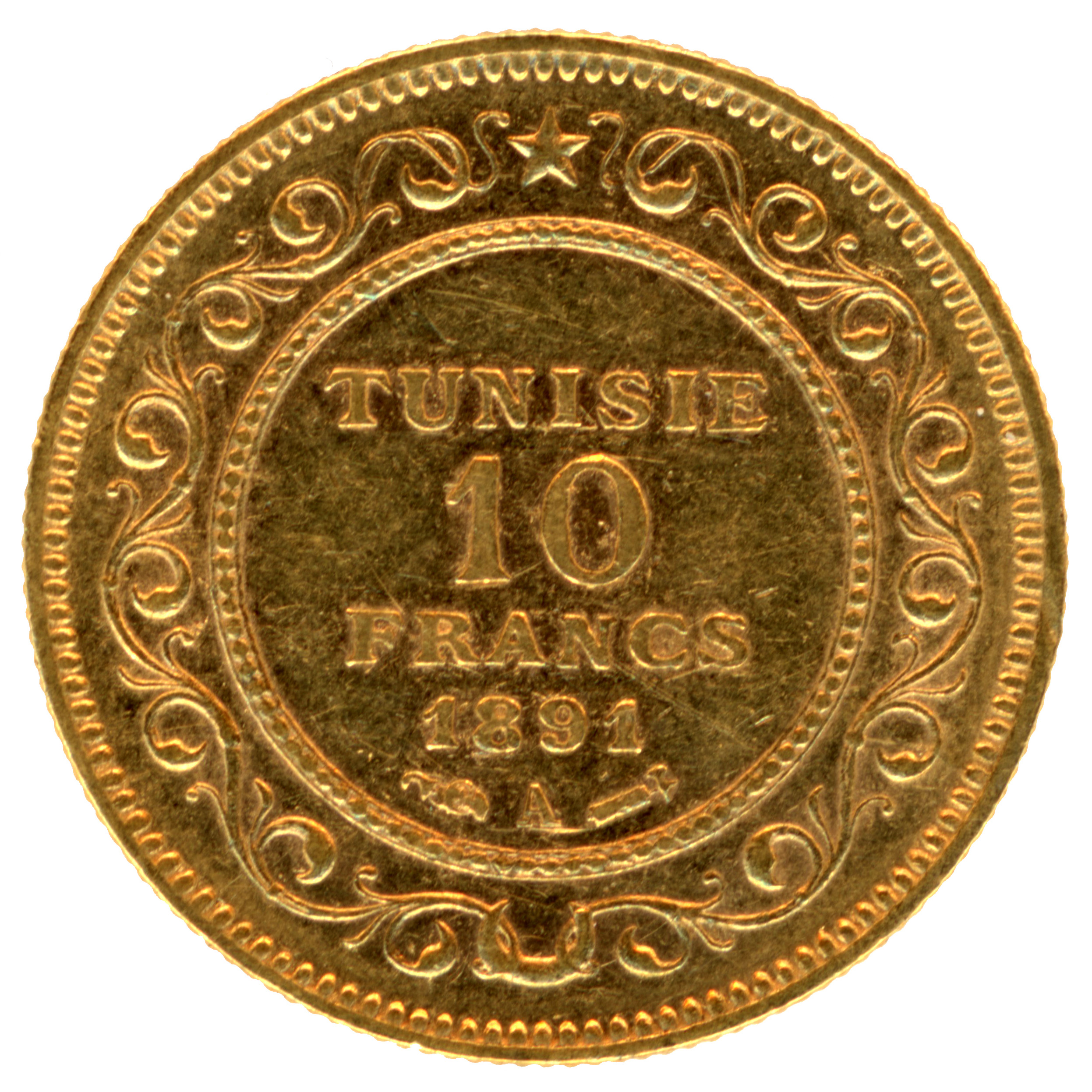 Tunisie - 10 Francs Tunis - 1891 A revers