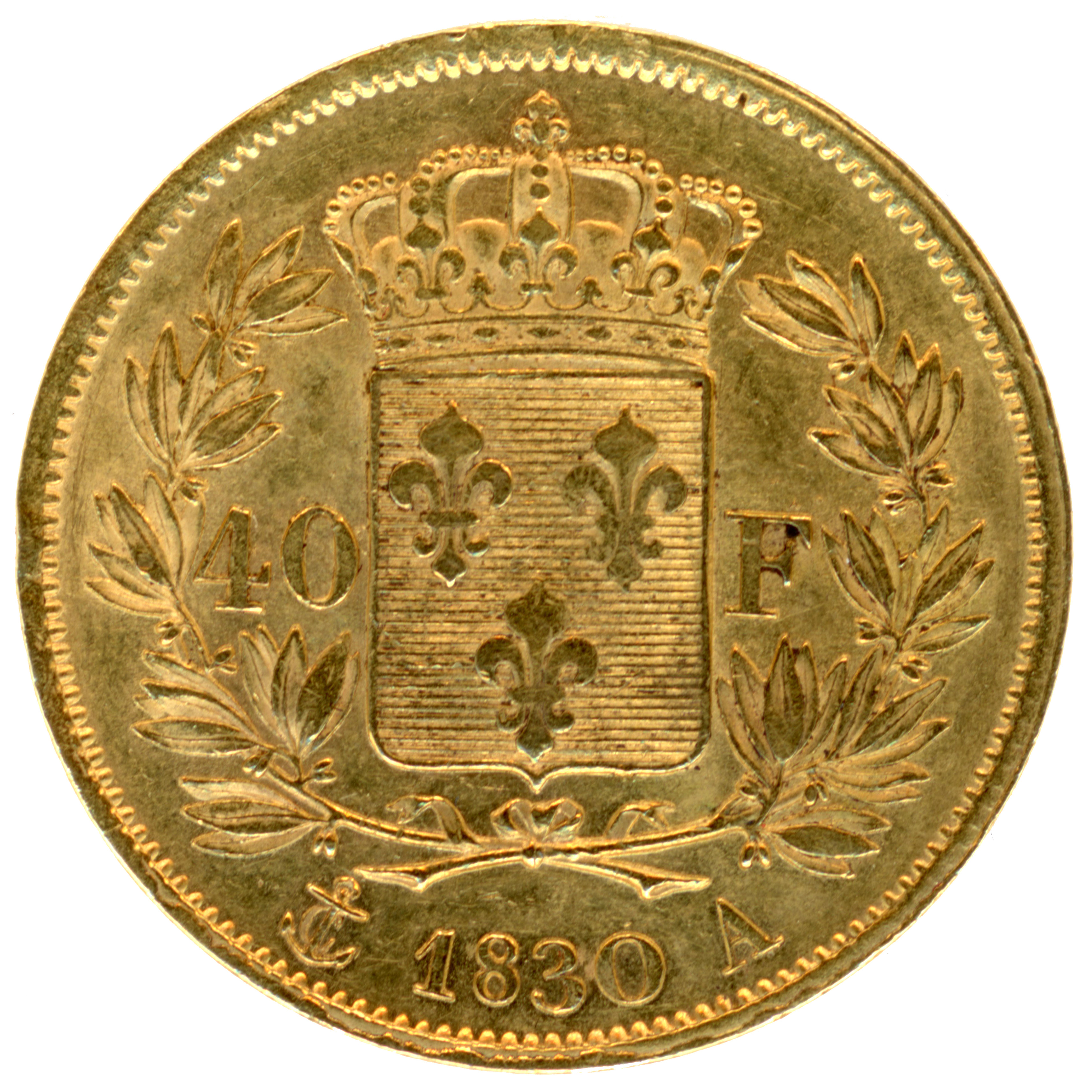Charles X - 40 Francs - 1830 Paris revers