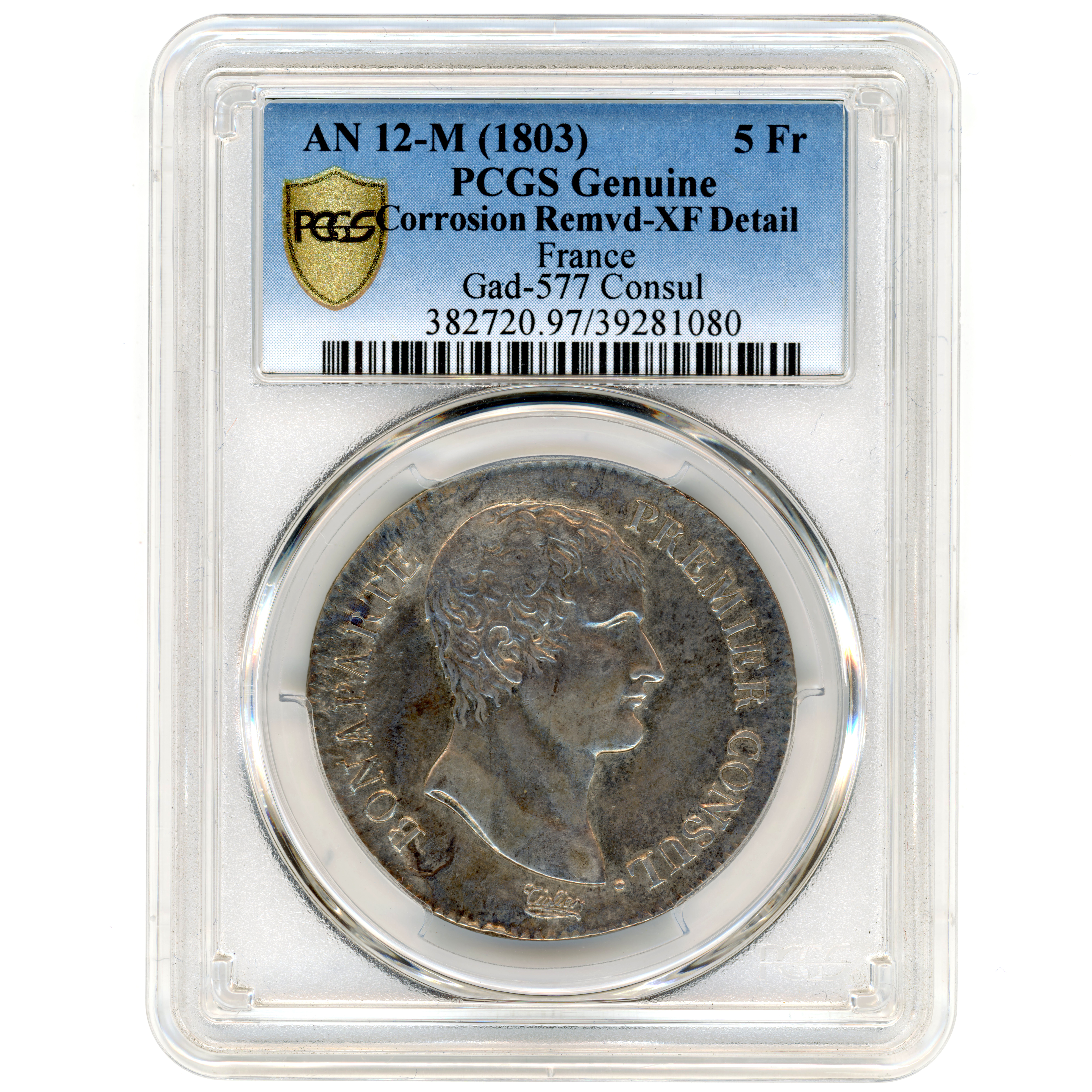 Le Consulat - 5 Francs - An 12 - Toulouse avers