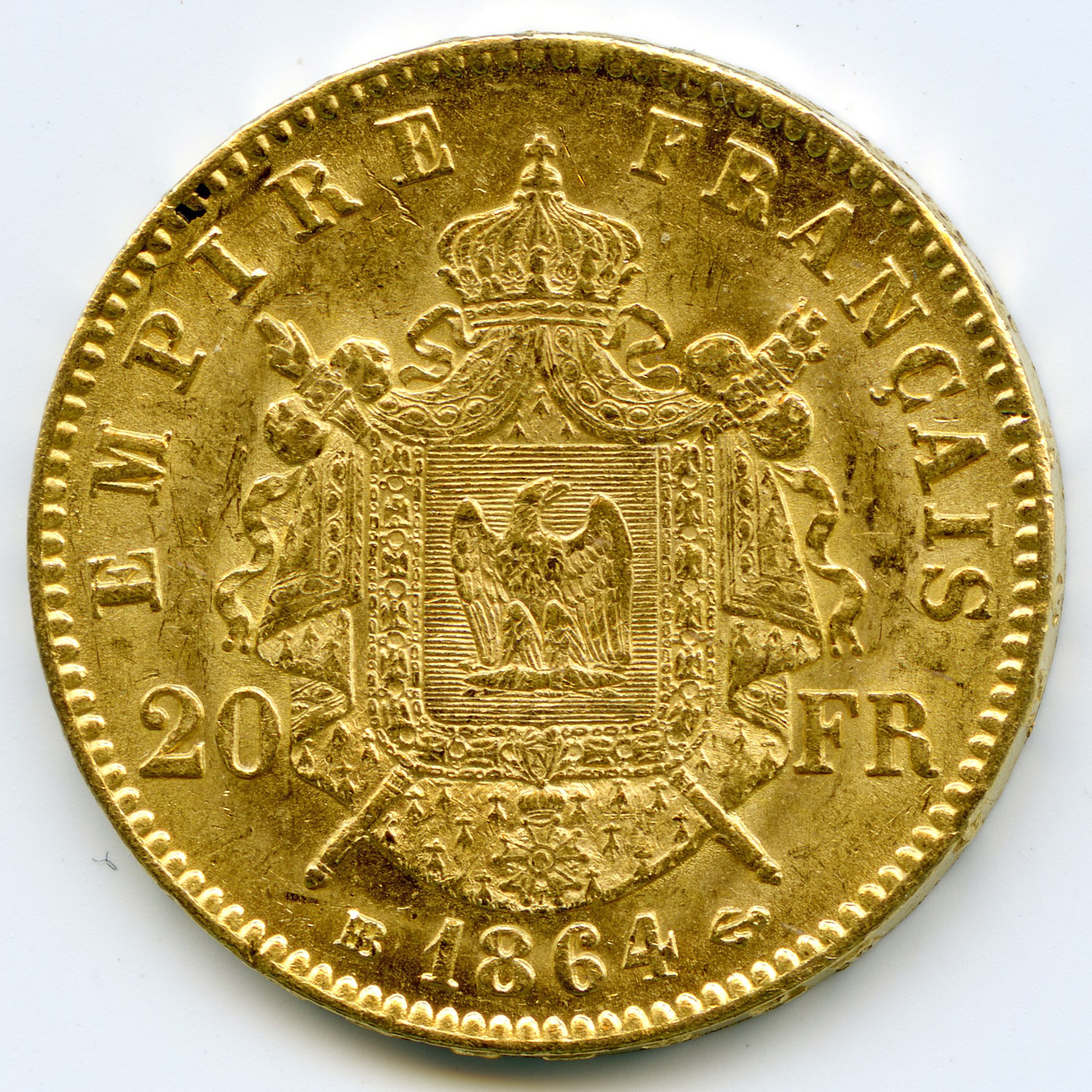 Napoléon III - 20 Francs - 1864 BB revers