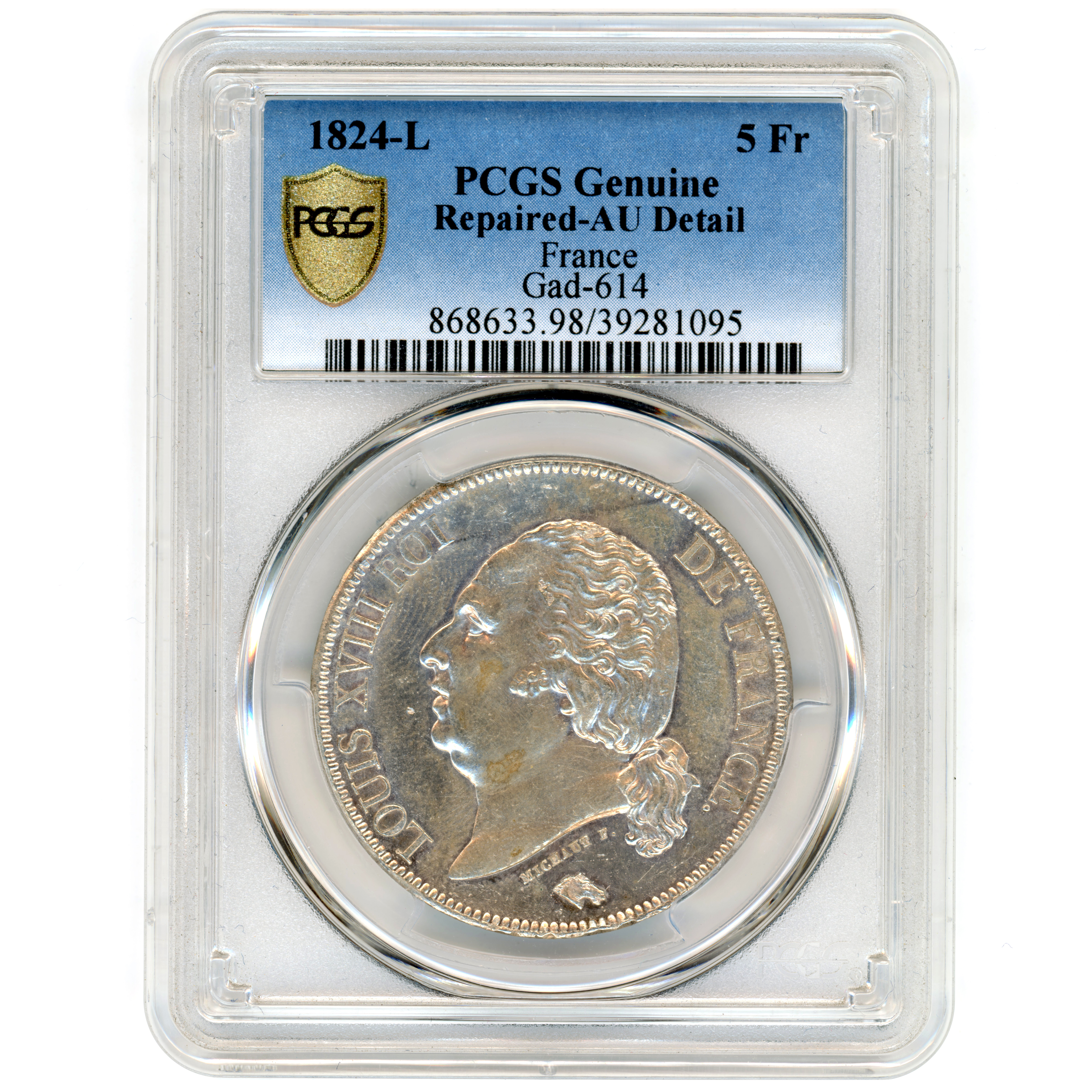 Louis XVIII - 5 Francs - 1824 - Bayonne avers