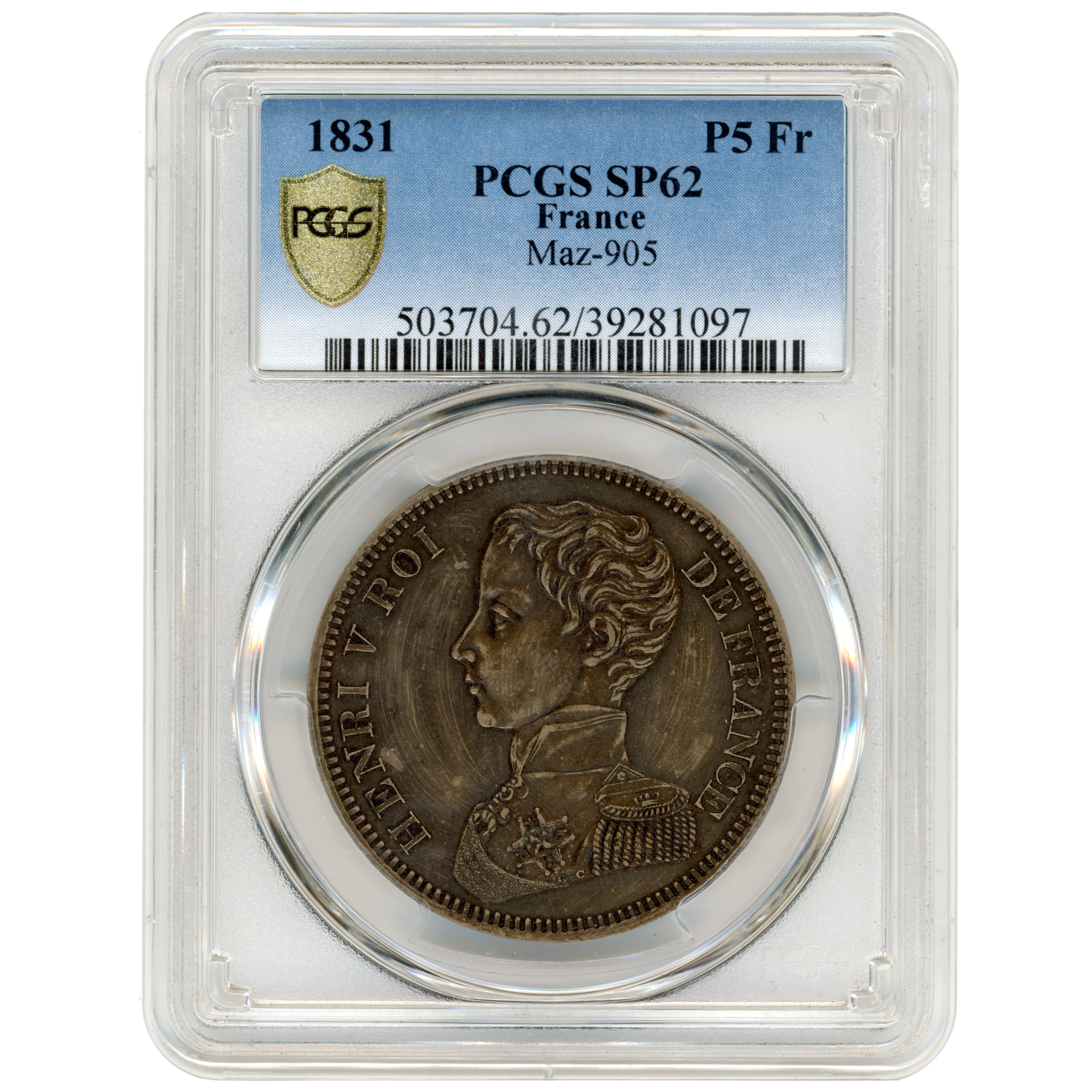 Henvi V - 5 Francs - 1831 avers