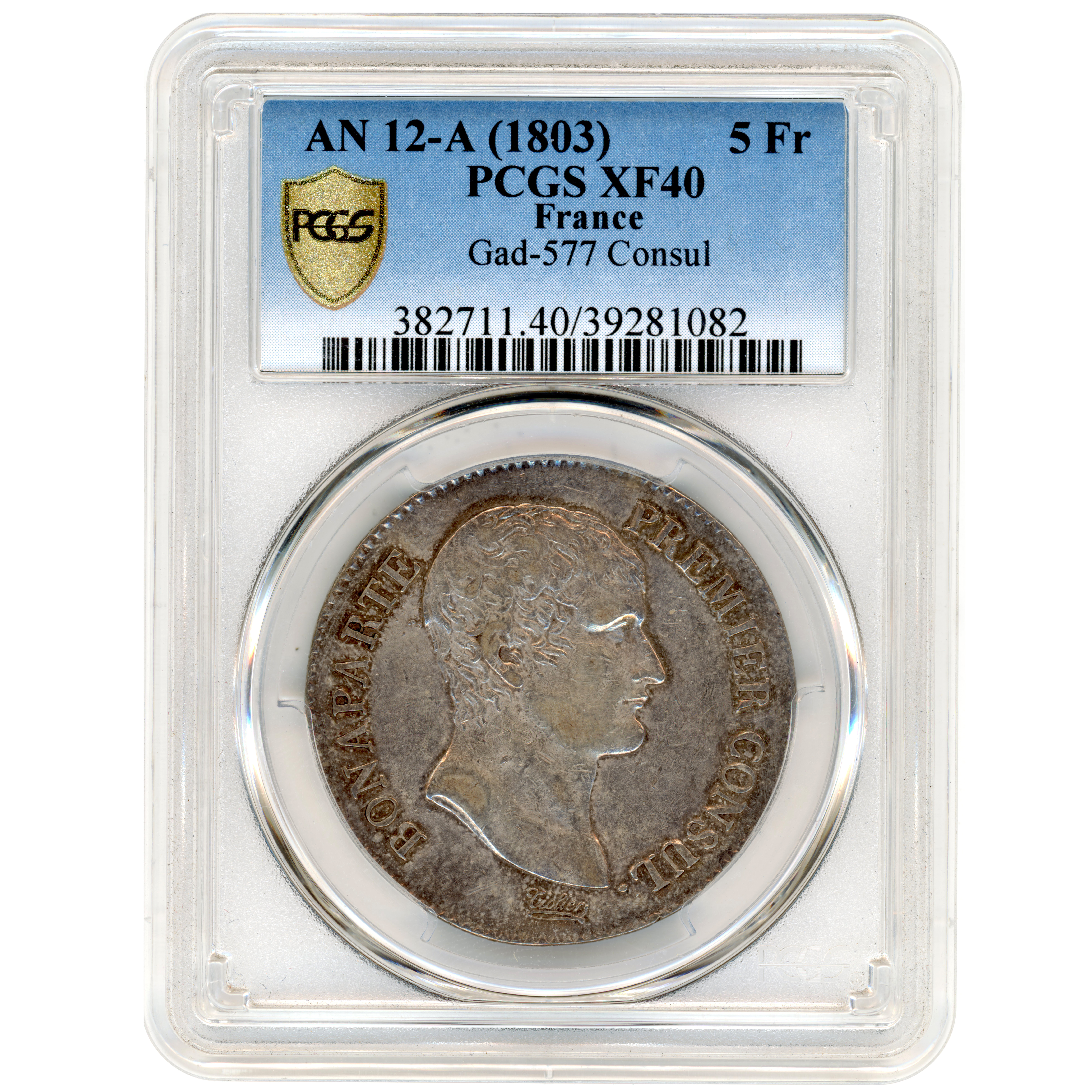 Le Consulat - 5 Francs - An 12 - Paris avers